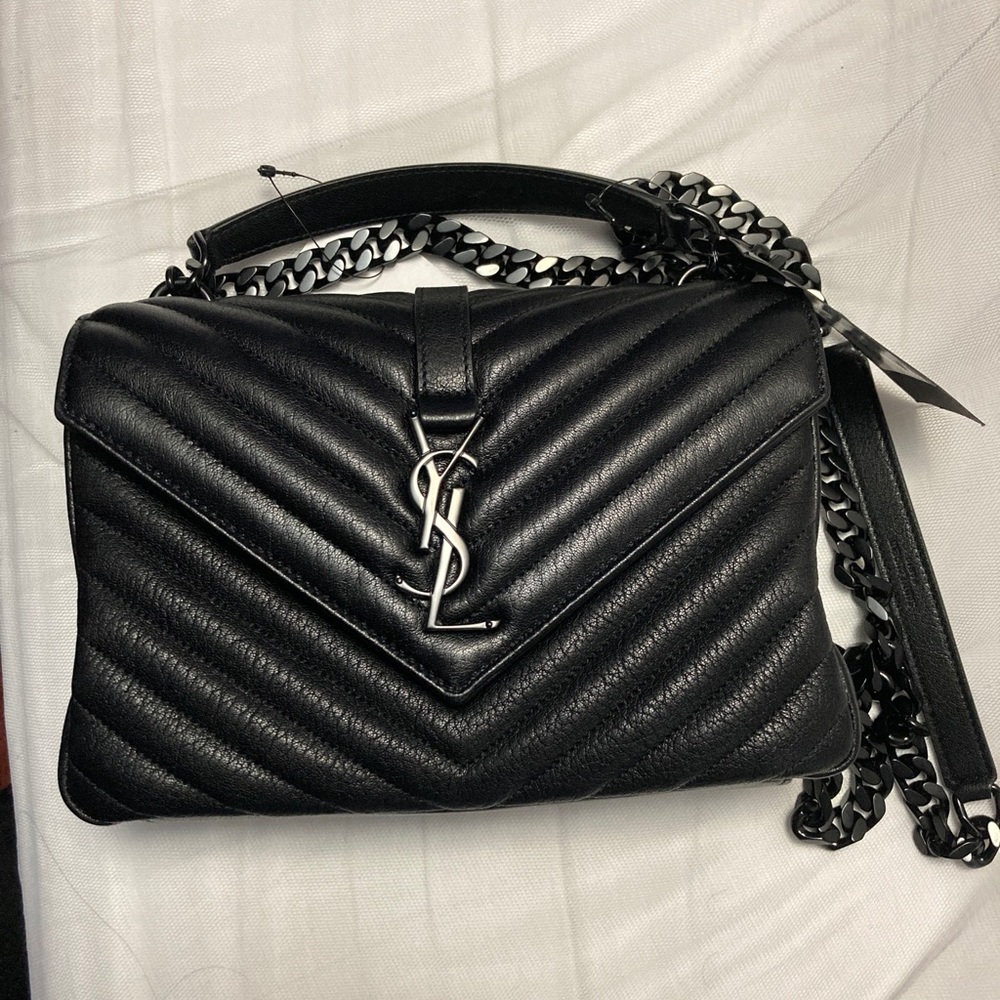 NIB Saint Laurent YSL College Medium Black Mono